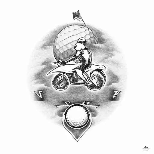 A Golf Club And A Motorcycle Racing Against Each Other