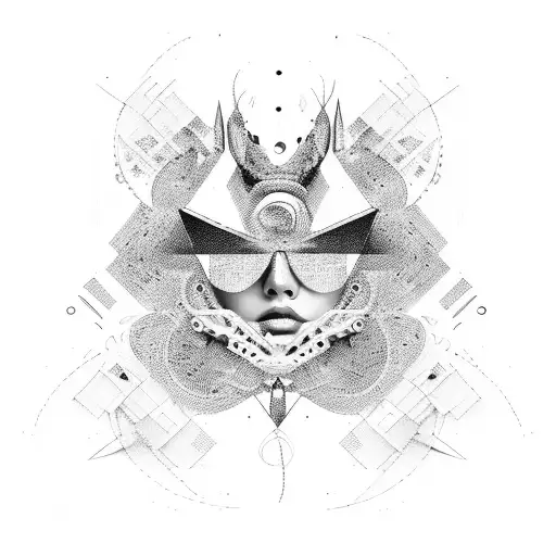 Abstract Design Inspired By Balenciaga Fashion In The Style Of Dotwork