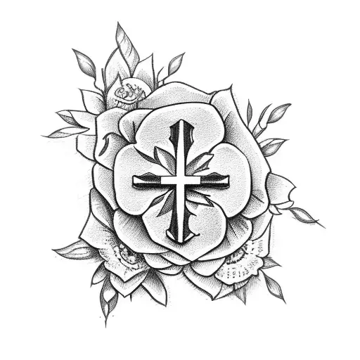 A Simply Christian Cross With Flowers Wrapped Up The Wood