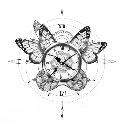 Clock With Butterfly Wings