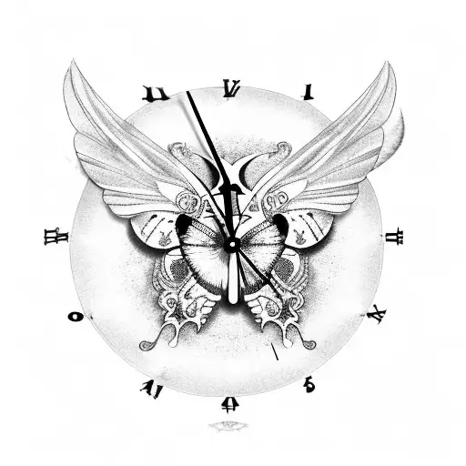 Clock With Butterfly Wings