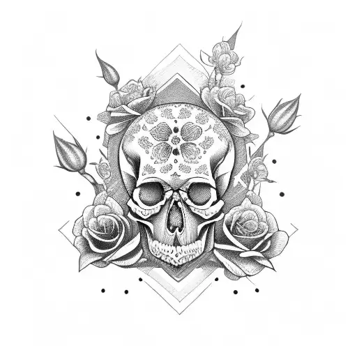 Gemini Skull With Roses