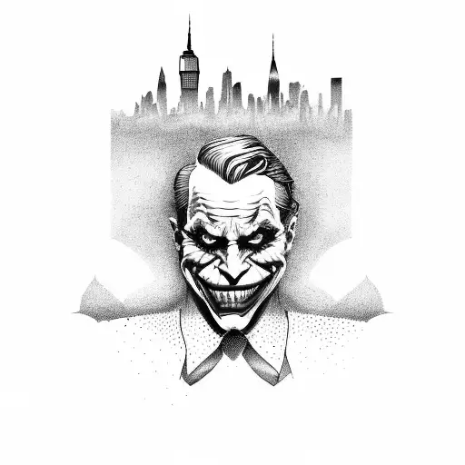 A Detailed Portrait Of The Joker With The Iconic Skyline Of New York City In The Background