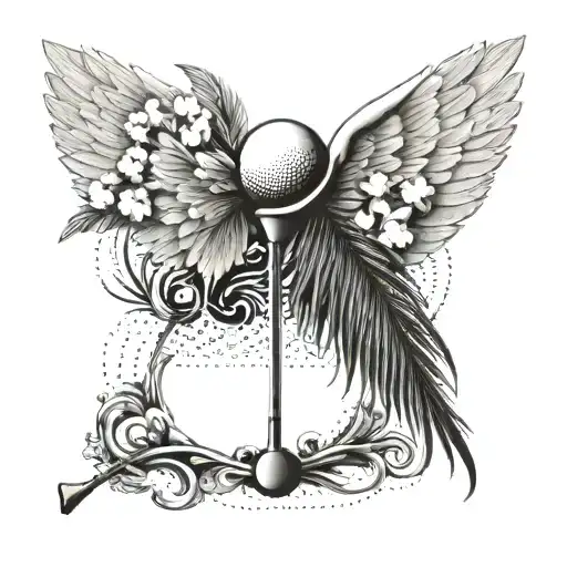 Incorporate A Golf Club And A Palm Tree With Angel Wings For A Unique Design