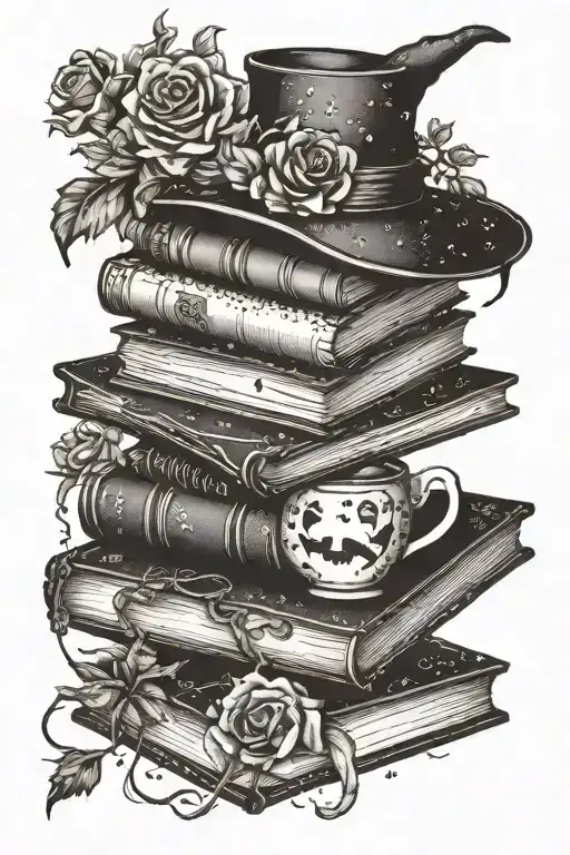 Witchy Books With Tea And Flowers