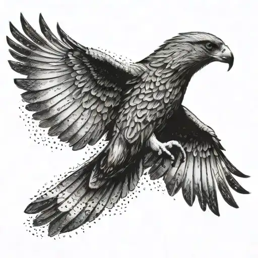 Flying Hawk That Fades Into Storm Cloud