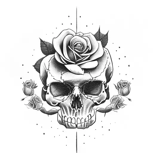 Split Skull With Roses