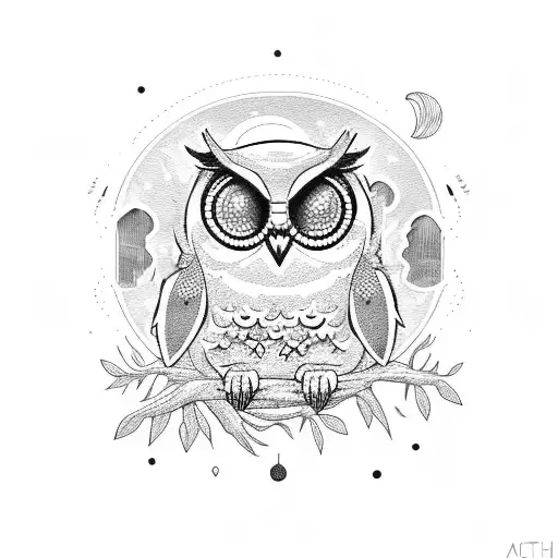 Owl Astronaut In The Moon