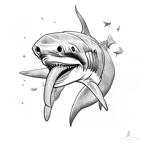 A Menacing Hammerhead Shark Emerging From Dark Waters