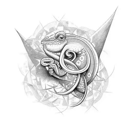 A Cancer Zodiac Sign Combined With A Chameleon
