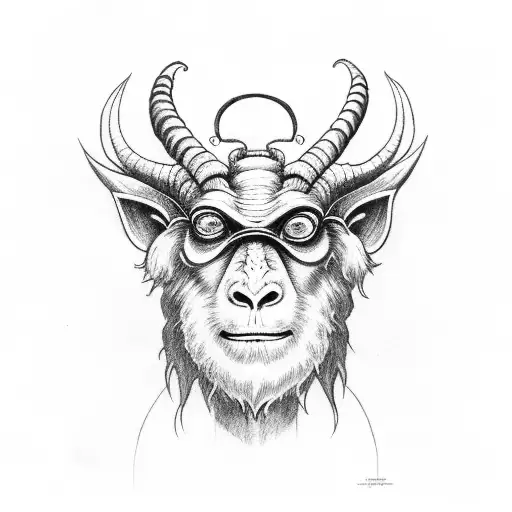 Baphomet With Monkey Face Instead Of Goat