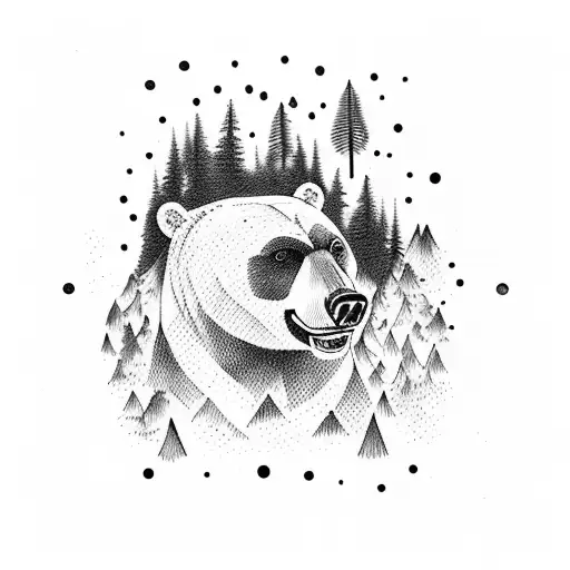 Bear In The Forest Crows In The Sky