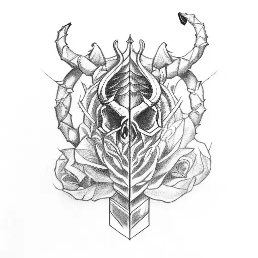 Capricorn Skull Dagger Snake Rose Darkness