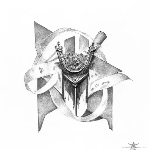 Roman Numeral 2 With Tattered Ribbons With Type