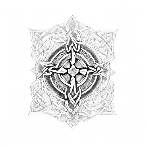 Celtic Cross With Burgundy Cancer Ribbon