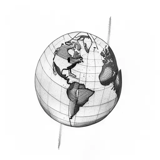 A Minimalist Tattoo Of A Globe With A Plane Flying Around It