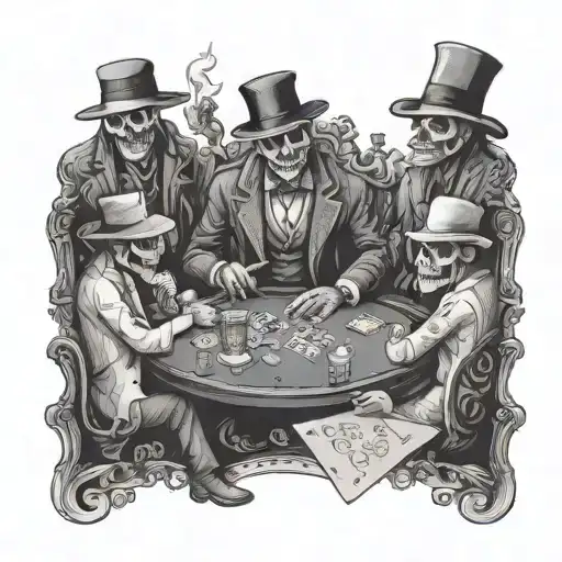 A Gangster Playing Poker With Ghostly Figures As Opponents