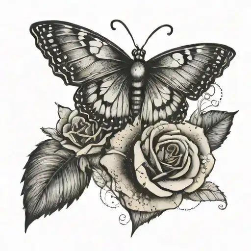 A Butterfly And Rose Intertwined To Symbolize Eternal Love