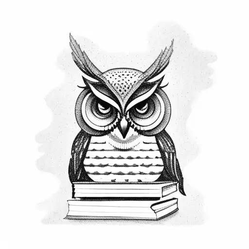 An Owl Perched On A Stack Of Books Symbolizing Wisdom And Knowledge