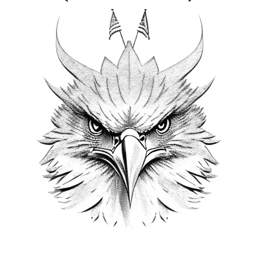 Eagle With Flag Behind It