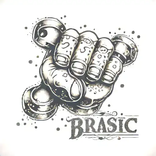 A Tattoo Of A Brass Knuckle With The Word 'Brassic' Incorporated Into The Design
