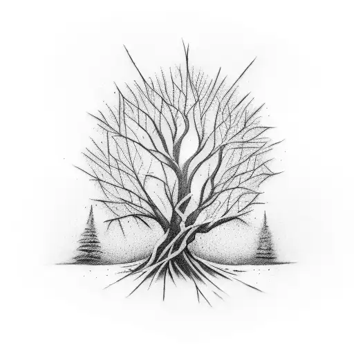 Barbed Wire Tree Tattoo Showing Reborn