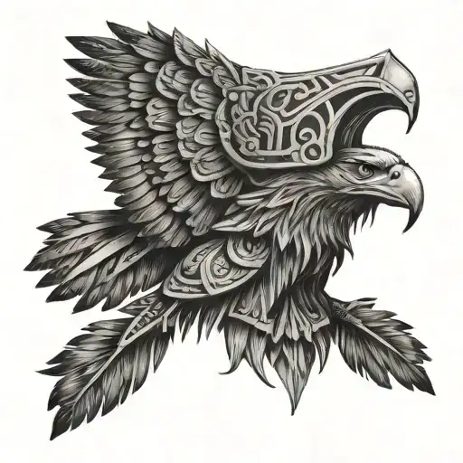 Create A Geometric Mandala Design With Elements Of Thor's Helmet And Eagle Feathers Intertwined