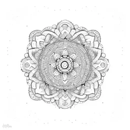 A Dotwork Tattoo Of A Mandala Inspired By Mexican Pottery Designs