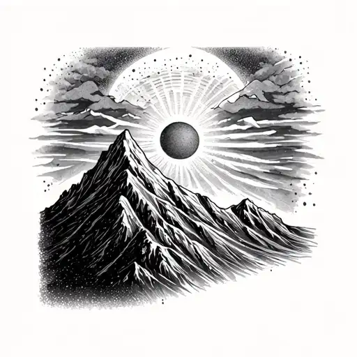 Mountain Peak With A Rising Sun
