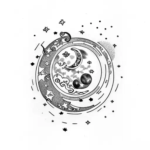 Moon With Line Stars