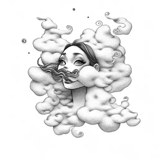 Numbers 4262 But Stylized To Look Like A Cloud Woman Blowing Wind