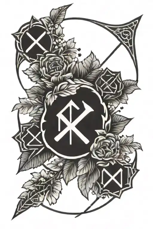 Norse Runes And Flowers