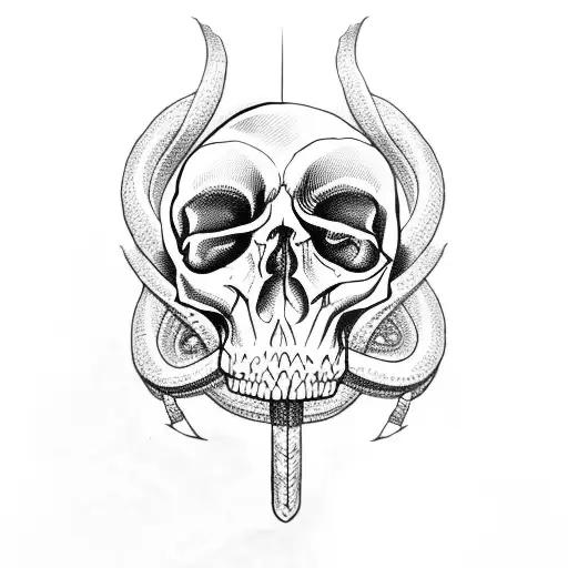 Snake Inside Of A Skull