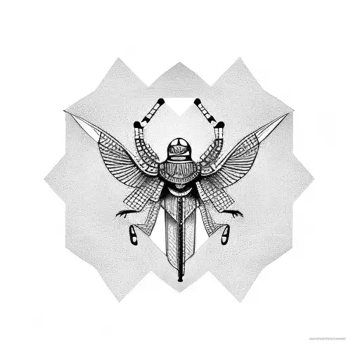 Very Simple Egyptian Scarab With Hexagon Touch