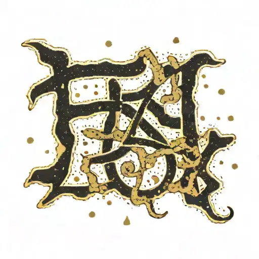 The Word 'Footprint' In Kanji Characters With Gold Marks On The Characters In A Kintsugi Style