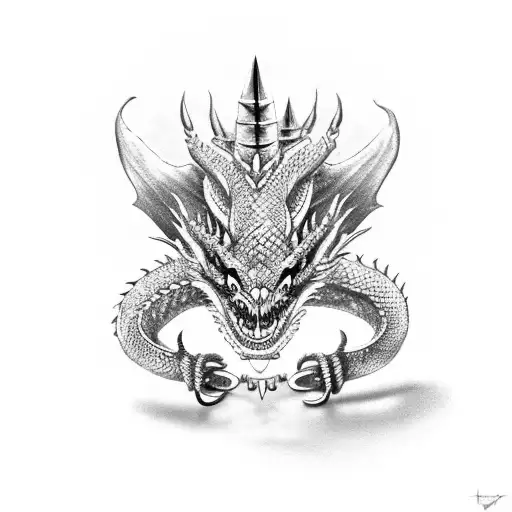 Dragon Ring Sideways Made Of Chains With Spikes