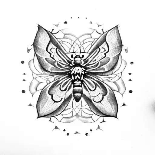 Death Moth With Mandala Surrounding It