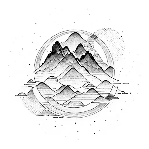 Enso Cercle With Mountain Inside