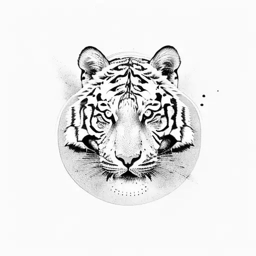 Tiger Facing An Abstract Sun