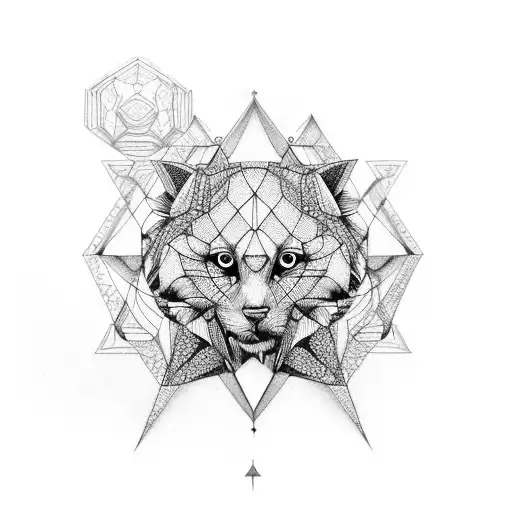 Geometrical Sitting Cheetal With Floral Design Outside