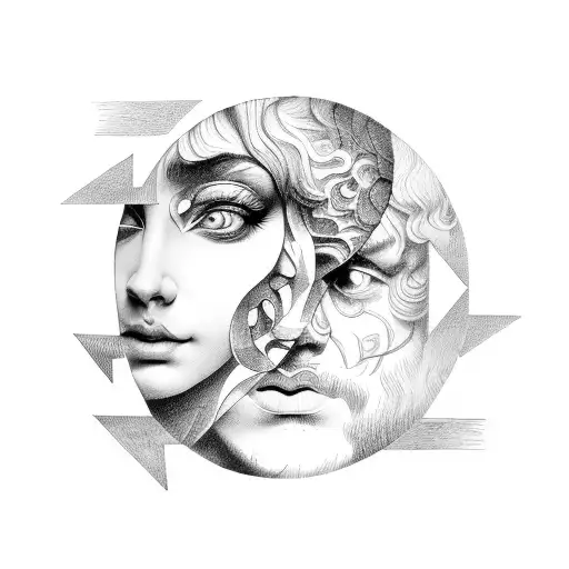 Greek Mythology Face In A Circle