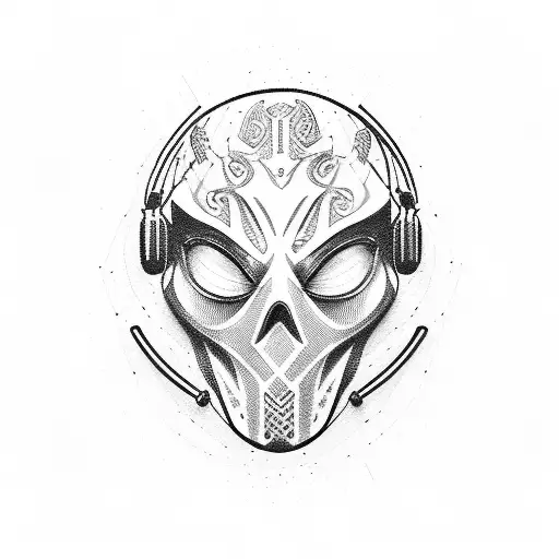 Airsoft Mask With A Music Equalizer Pattern