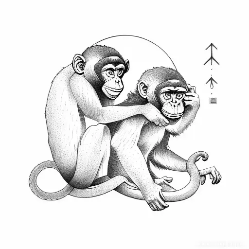 Monkey Sitting Moon