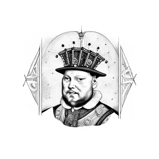 A Portrait Of King Henry Viii Surrounded By Iconic London Landmarks