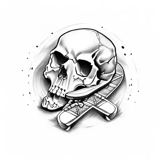 Skull With A Skateboard