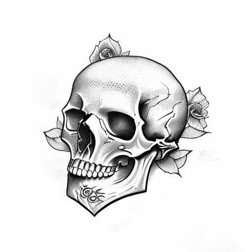Girl Roses Skull