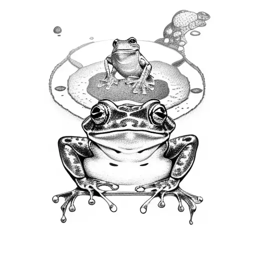 Frog Sitting On Lilypad Fishing