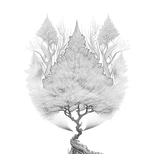 Back Tattoo With Tree Branches That Go Up The Spine