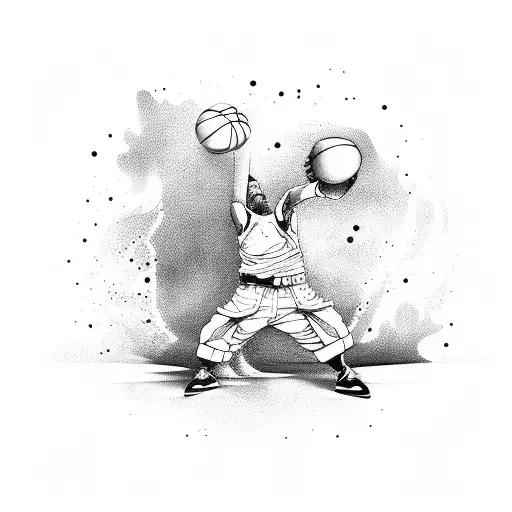 A Cartoon Character Playing Basketball With A Gun