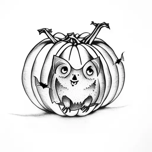 Ghost Holding A Pumpkin With Bats